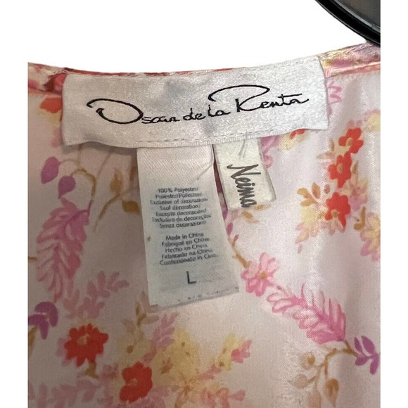 Oscar de la Renta Neiman Marcus Robe Silky Size Large Flowers Paisley Colorful - Picture 2 of 6